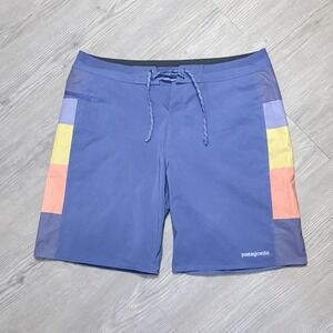 Patagonia Hydropeak SP Boardshorts Men's 34 Blue 9" Inseam Zip Pocket Surf